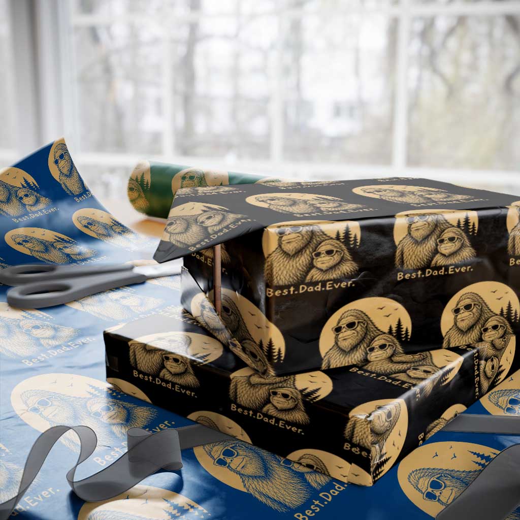 Vintage Best Dad Ever Bigfoot Papa Fathers Day Wrapping Paper Roll