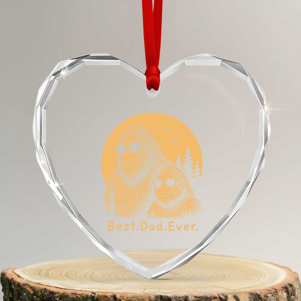 Vintage Best Dad Ever Bigfoot Papa Fathers Day Heart Crystal Glass Ornament TS11 Transparent Glass 3'' Heart Print Your Wear