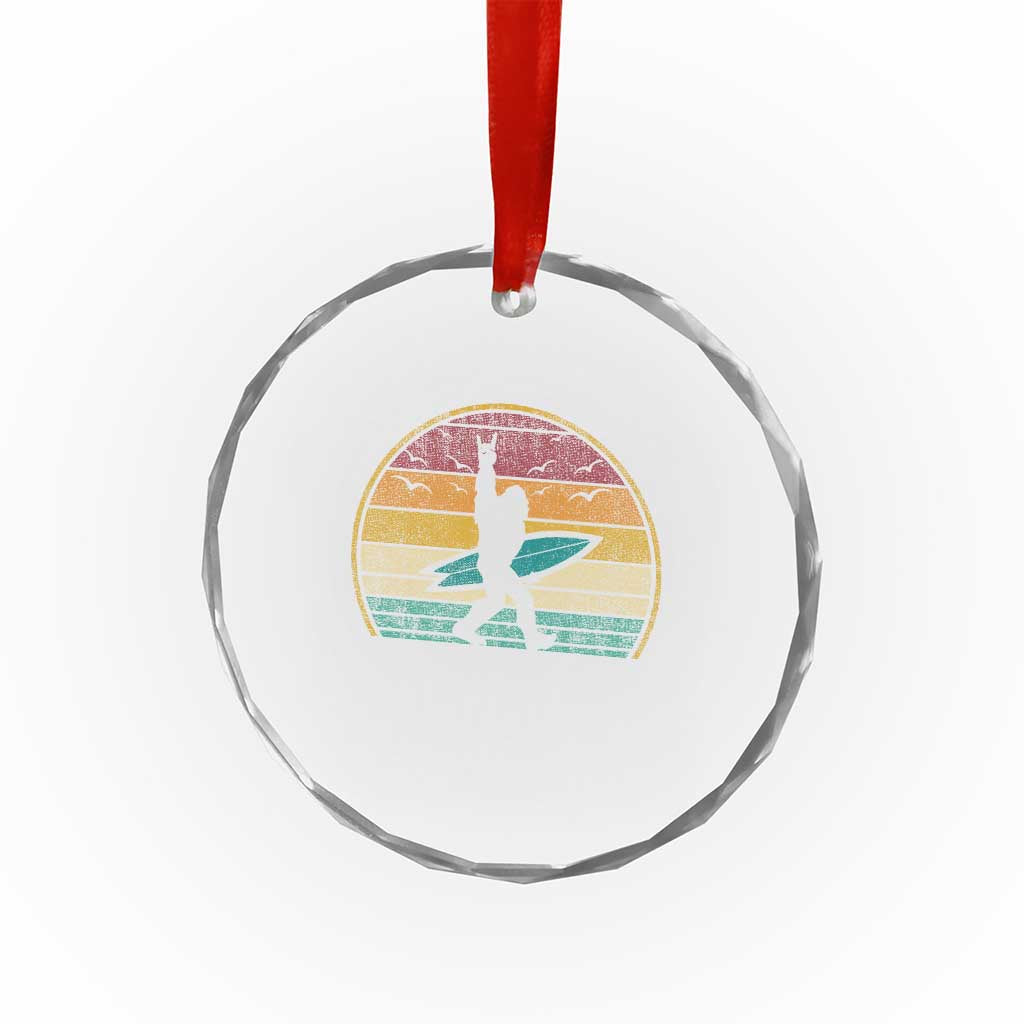 Vintage Bigfoot Surfing Crystal Glass Ornament Sasquatch Beach Vacation Retro Surf Sun Shaka TS10 Print Your Wear