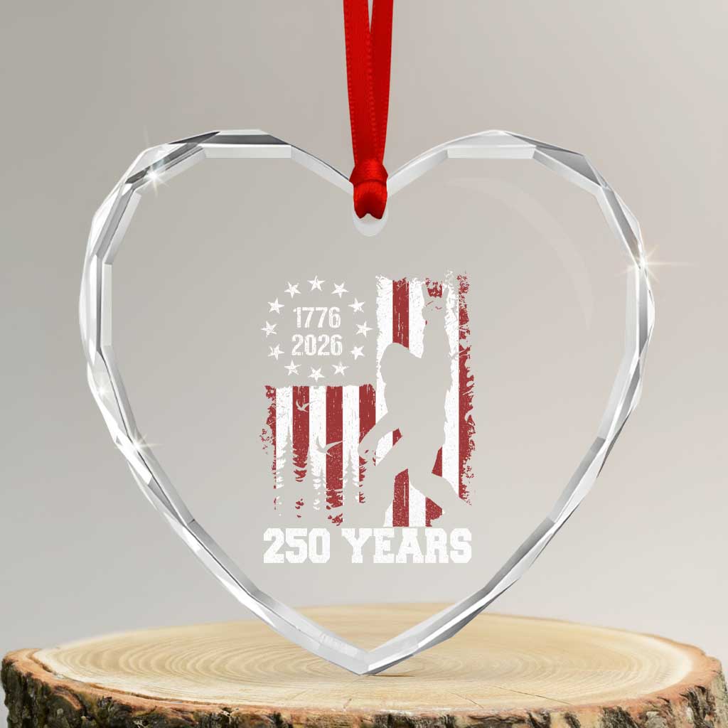 Vintage Bigfoot USA 250th Anniversary Heart Crystal Glass Ornament 250 Years Of Freedom US Flag Independence Day 4th July Patriotic TS10 Transparent Glass 3'' Heart Print Your Wear