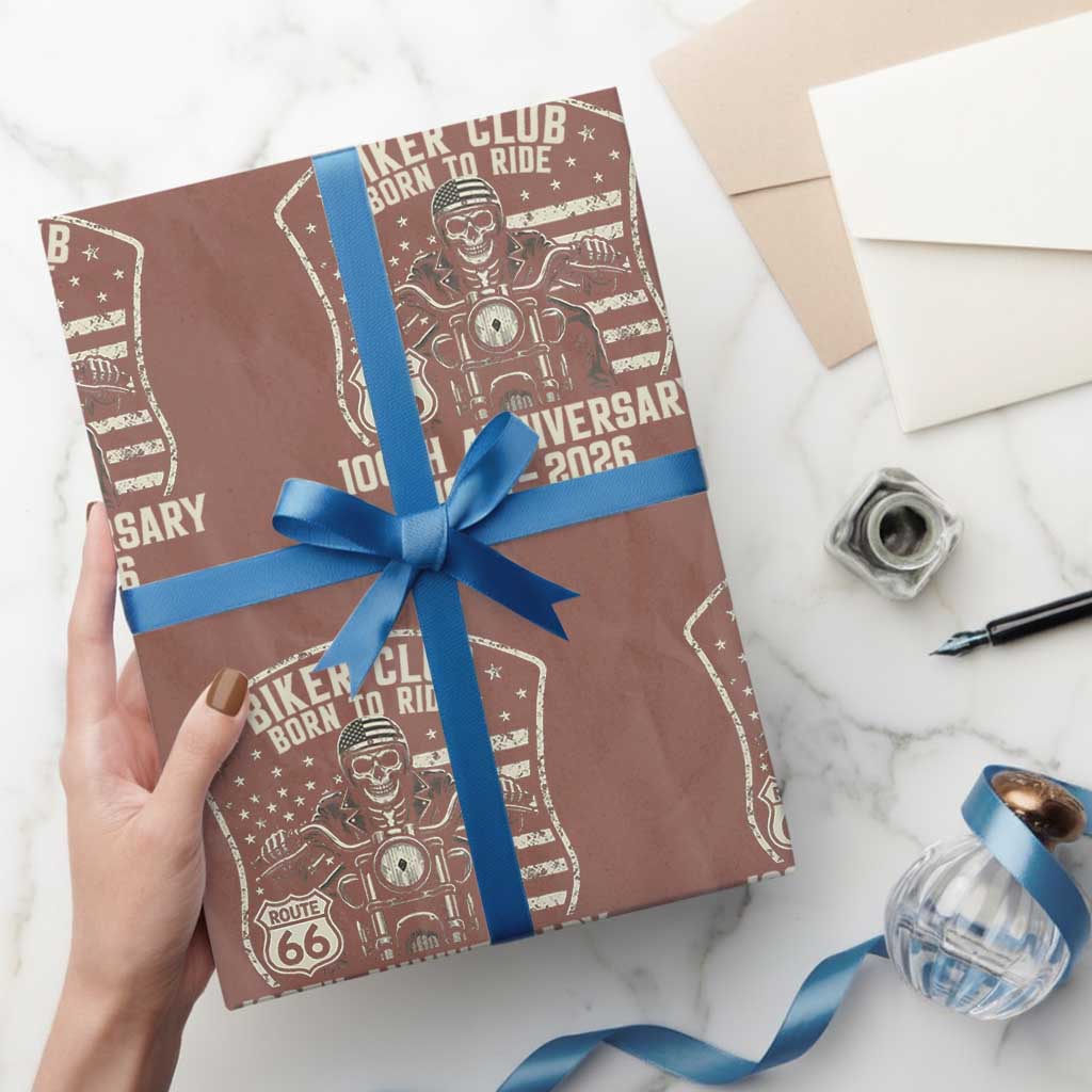 Vintage Biker Club Born To Ride Wrapping Paper Roll 100th Anniversary Mother Road TS12 Mocha Print Your Wear
