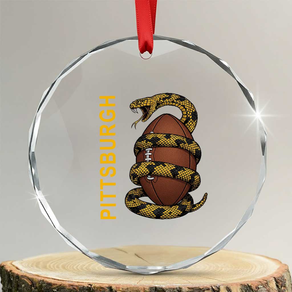 Vintage Black And Gold Rattlesnake Crystal Glass Ornament Pittsburgh Sports Fan TS12 Transparent Glass 3'' Circle Print Your Wear