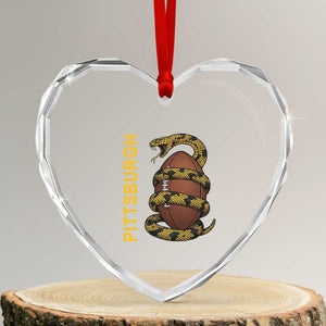 Vintage Black And Gold Rattlesnake Heart Crystal Glass Ornament Pittsburgh Sports Fan
