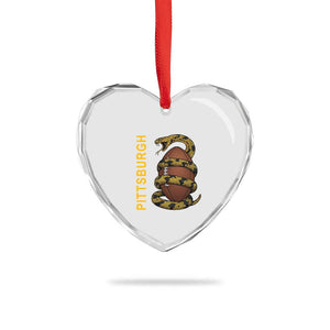 Vintage Black And Gold Rattlesnake Heart Crystal Glass Ornament Pittsburgh Sports Fan