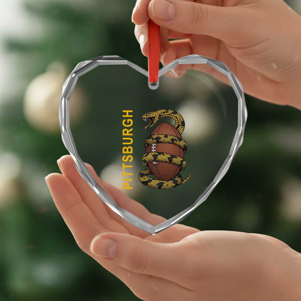 Vintage Black And Gold Rattlesnake Heart Crystal Glass Ornament Pittsburgh Sports Fan