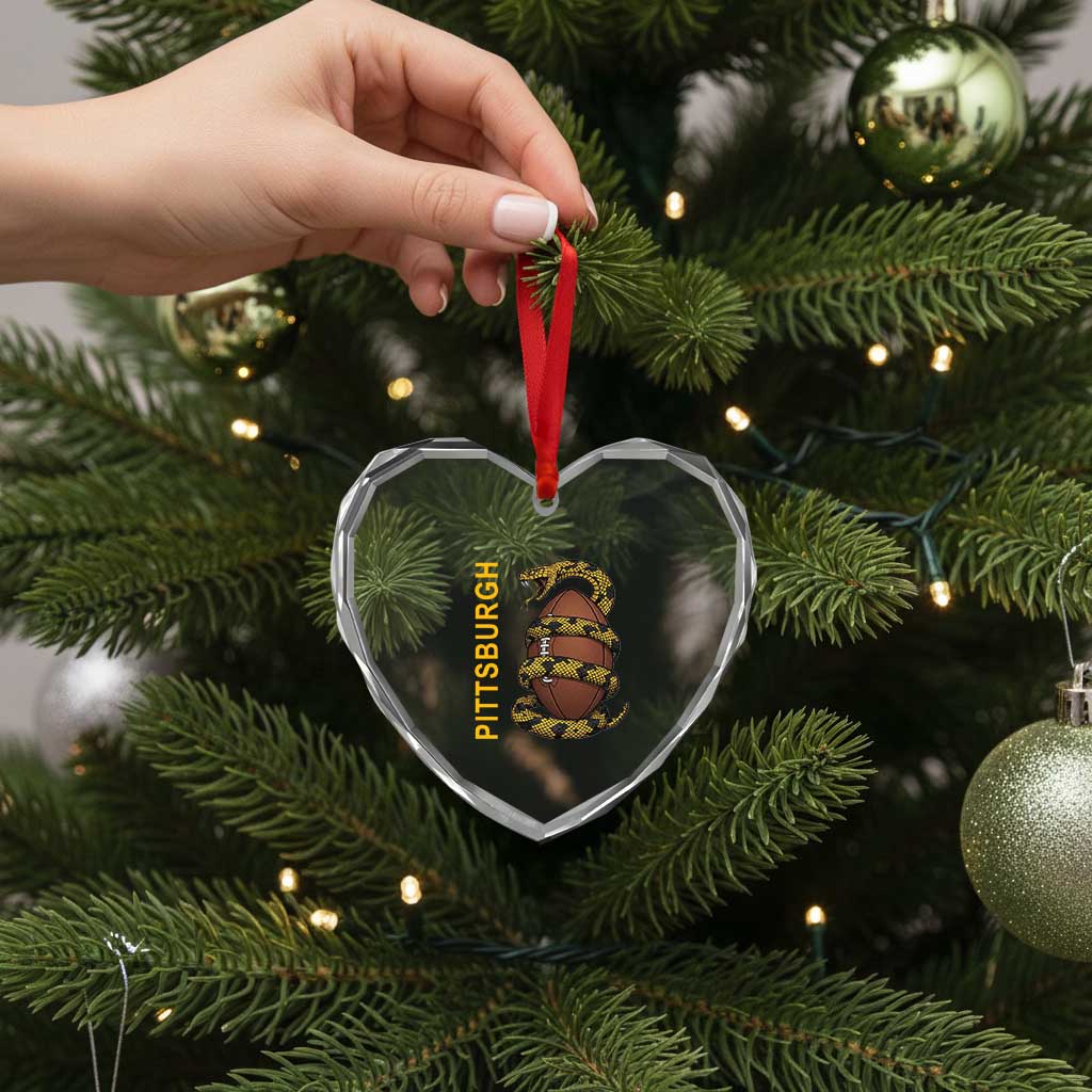 Vintage Black And Gold Rattlesnake Heart Crystal Glass Ornament Pittsburgh Sports Fan