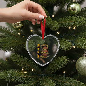 Vintage Black And Gold Rattlesnake Heart Crystal Glass Ornament Pittsburgh Sports Fan