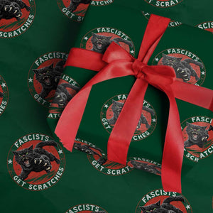 Vintage Black Cat Against Fascists Wrapping Paper Roll TS10 Green Print Your Wear