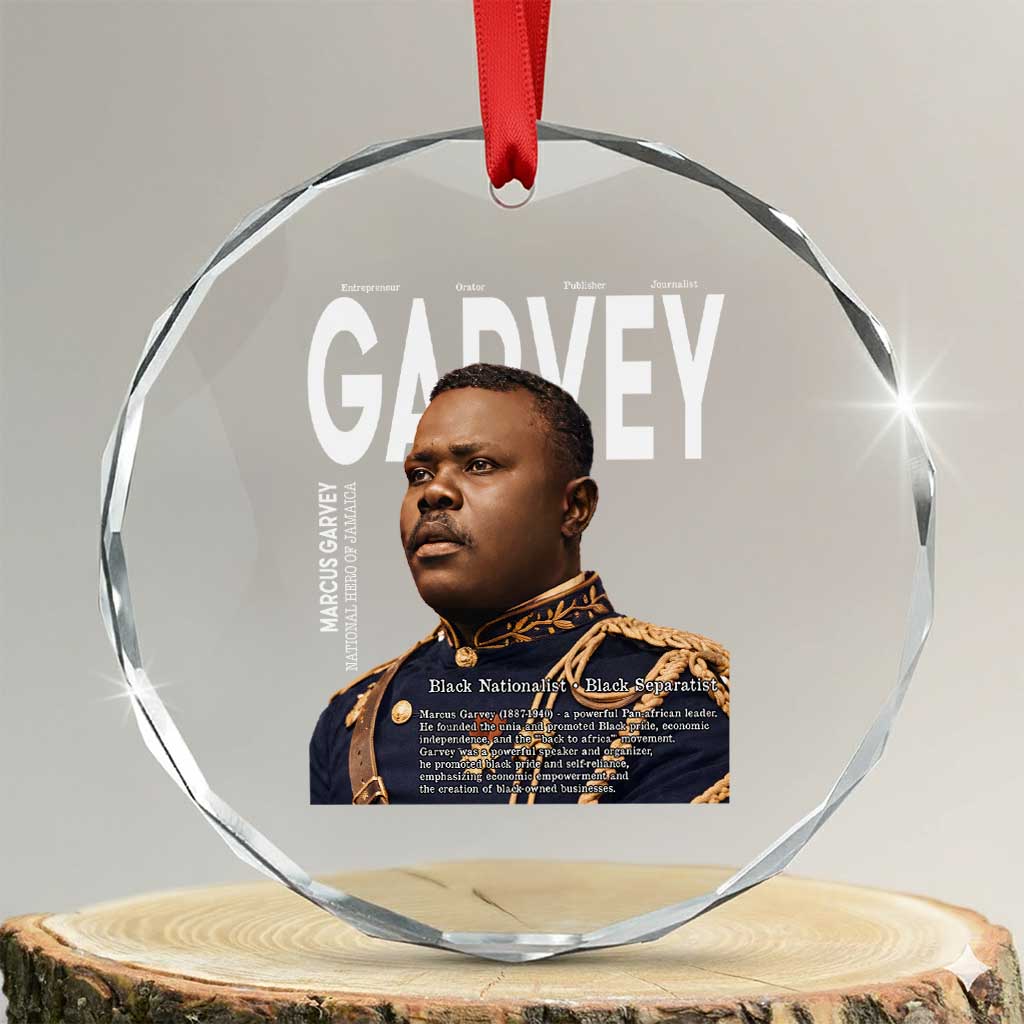 Vintage Black History Hero Marcus Garvey Crystal Glass Ornament Black Pride TS12 Transparent Glass 3'' Circle Print Your Wear