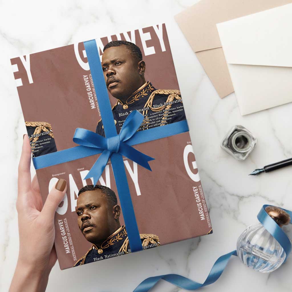 Vintage Black History Hero Marcus Garvey Wrapping Paper Roll Black Pride TS12 Mocha Print Your Wear
