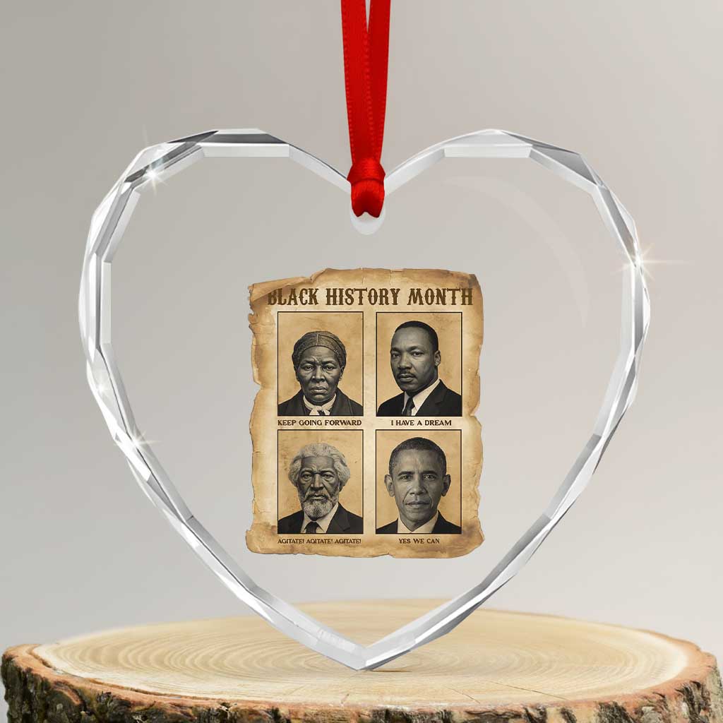 Vintage Black History Heroes Heart Crystal Glass Ornament Strong Black Pride TS12 Transparent Glass 3'' Heart Print Your Wear