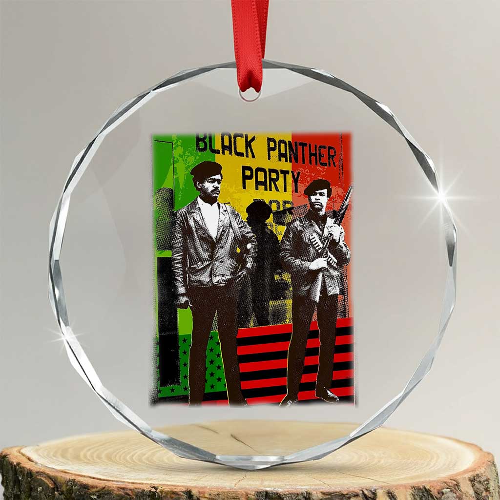 Vintage Black Panther Party Crystal Glass Ornament Black History Self Defense Huey Newton Bobby Seale TS10 Transparent Glass 3'' Circle Print Your Wear