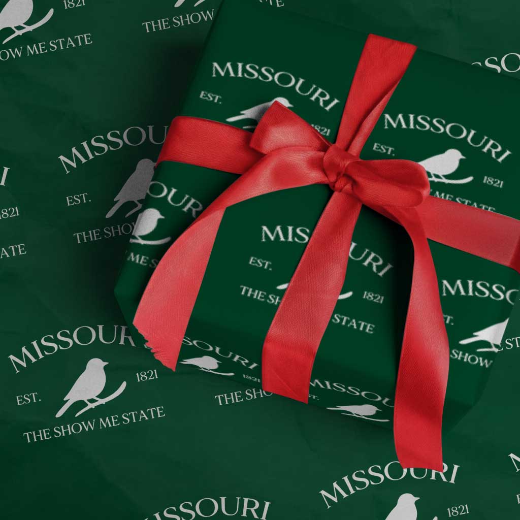 Vintage Blue Bird Missouri Wrapping Paper Roll The Show Me State Pride TS12 Green Print Your Wear