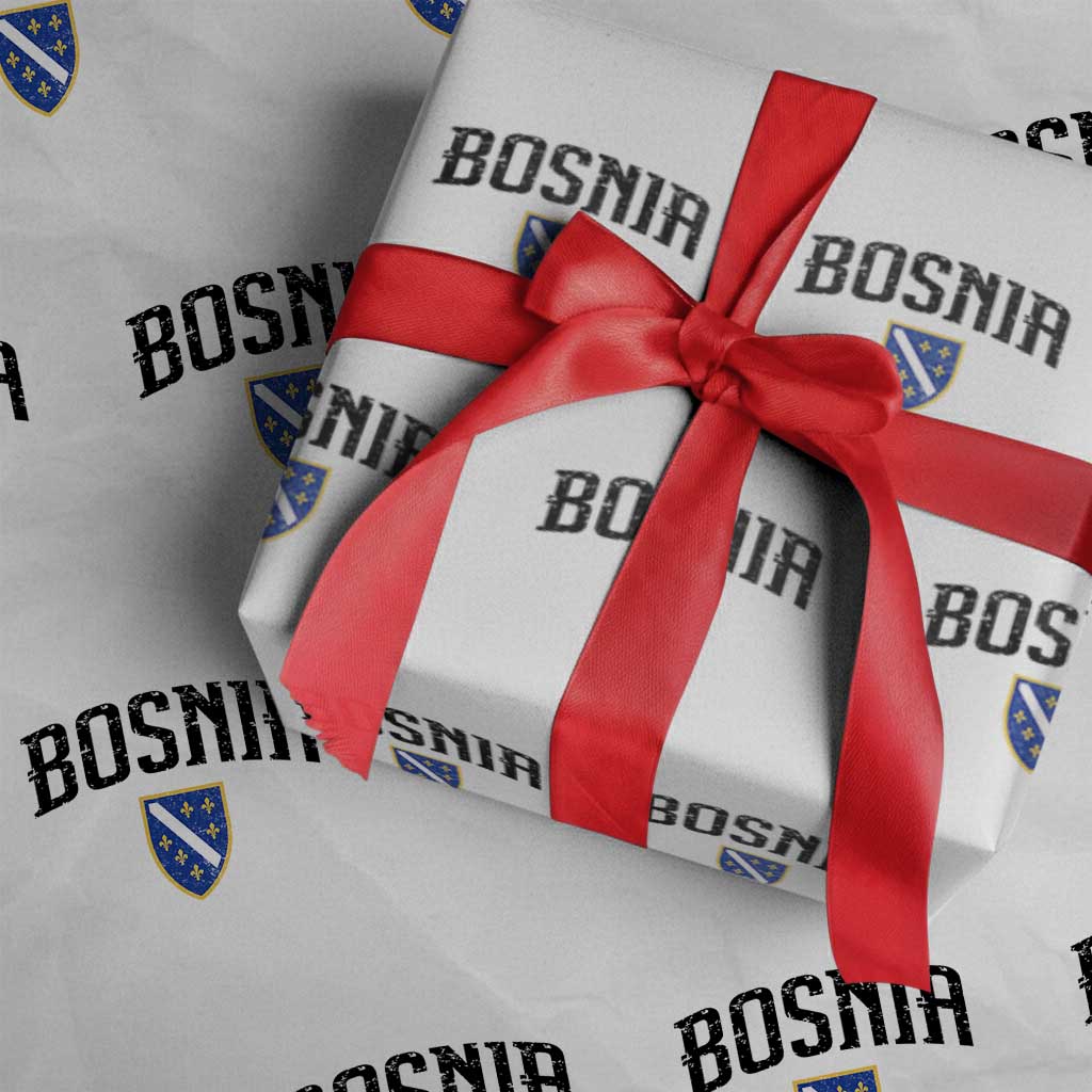 Vintage Bosnia Coat of Arms Minimalist Wrapping Paper Roll Golden Lily Heritage Shield Graphic