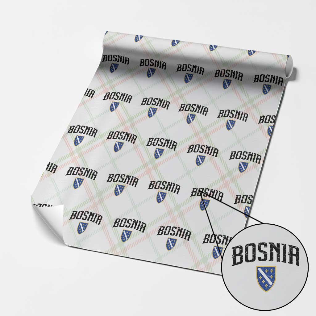 Vintage Bosnia Coat of Arms Minimalist Wrapping Paper Roll Golden Lily Heritage Shield Graphic