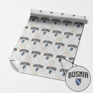 Vintage Bosnia Coat of Arms Minimalist Wrapping Paper Roll Golden Lily Heritage Shield Graphic