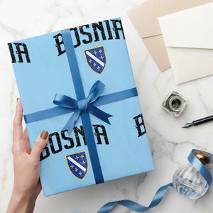 Vintage Bosnia Coat of Arms Minimalist Wrapping Paper Roll Golden Lily Heritage Shield Graphic