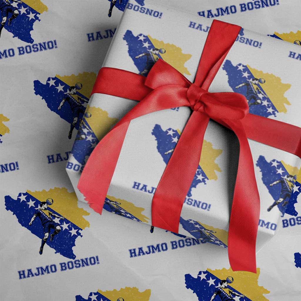 Vintage Bosnian Map Football Fan Wrapping Paper Roll Proud Balkan Heritage Gift TS12 White Print Your Wear