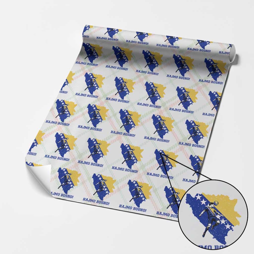 Vintage Bosnian Map Football Fan Wrapping Paper Roll Proud Balkan Heritage Gift