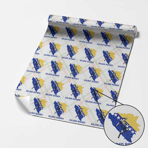 Vintage Bosnian Map Football Fan Wrapping Paper Roll Proud Balkan Heritage Gift