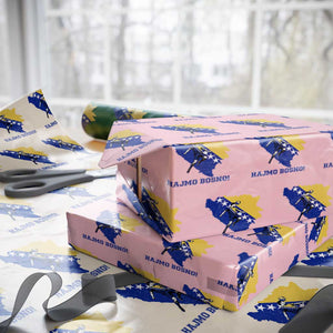 Vintage Bosnian Map Football Fan Wrapping Paper Roll Proud Balkan Heritage Gift