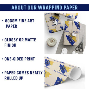 Vintage Bosnian Map Football Fan Wrapping Paper Roll Proud Balkan Heritage Gift