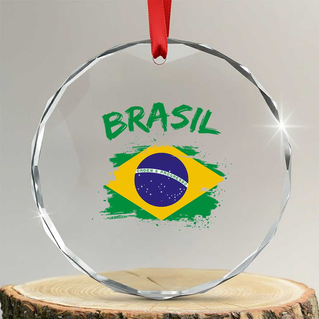Vintage Brasil Flag Crystal Glass Ornament Brazilian Heritage Pride TS12 Transparent Glass 3'' Circle Print Your Wear
