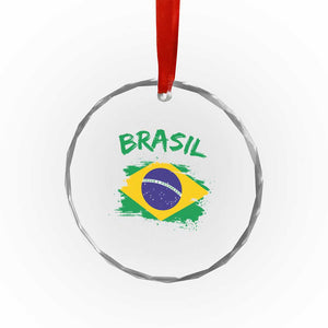Vintage Brasil Flag Crystal Glass Ornament Brazilian Heritage Pride