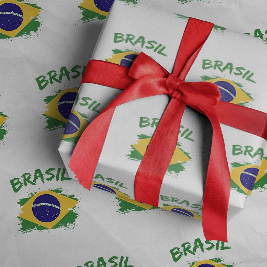 Vintage Brasil Flag Wrapping Paper Roll Brazilian Heritage Pride