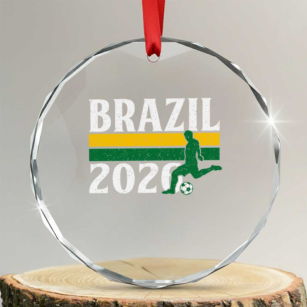 Vintage Brazil 2026 Soccer Player Crystal Glass Ornament Retro Brasil Futbol Football Fans Sports Lover TS02 Transparent Glass 3'' Circle Print Your Wear