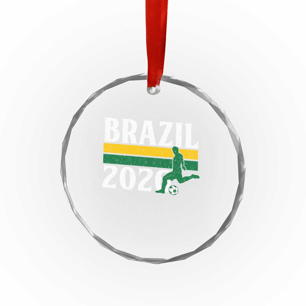 Vintage Brazil 2026 Soccer Player Crystal Glass Ornament Retro Brasil Futbol Football Fans Sports Lover