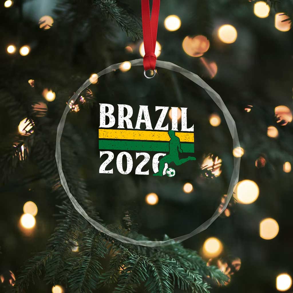 Vintage Brazil 2026 Soccer Player Crystal Glass Ornament Retro Brasil Futbol Football Fans Sports Lover