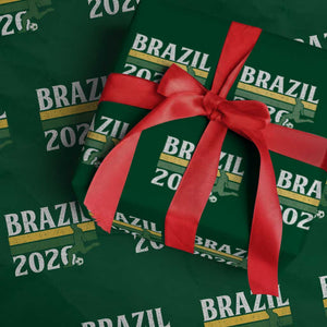 Vintage Brazil 2026 Soccer Player Wrapping Paper Roll Retro Brasil Futbol Football Fans Sports Lover