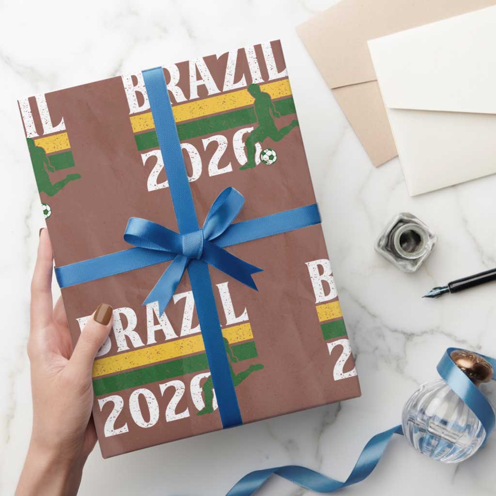 Vintage Brazil 2026 Soccer Player Wrapping Paper Roll Retro Brasil Futbol Football Fans Sports Lover