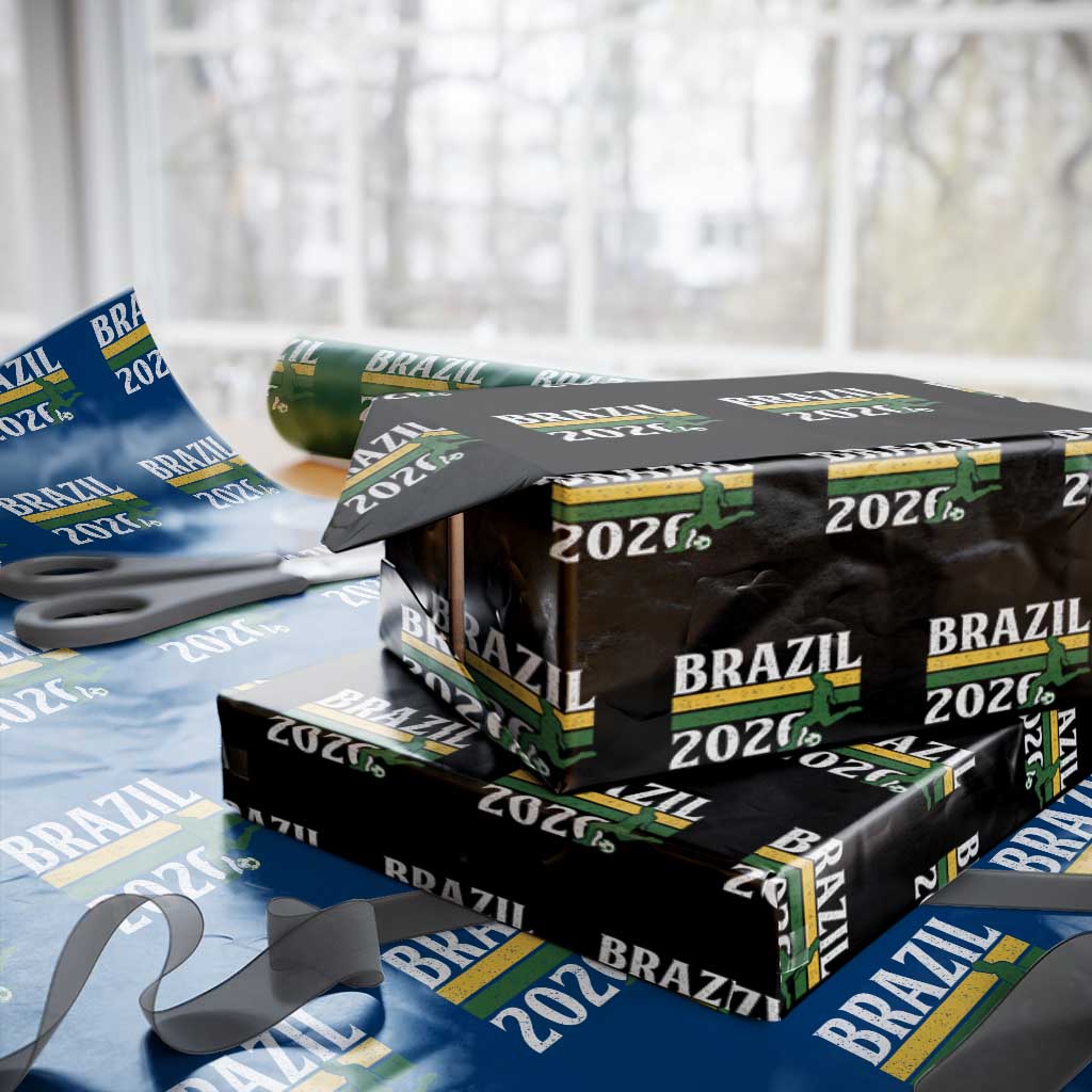 Vintage Brazil 2026 Soccer Player Wrapping Paper Roll Retro Brasil Futbol Football Fans Sports Lover