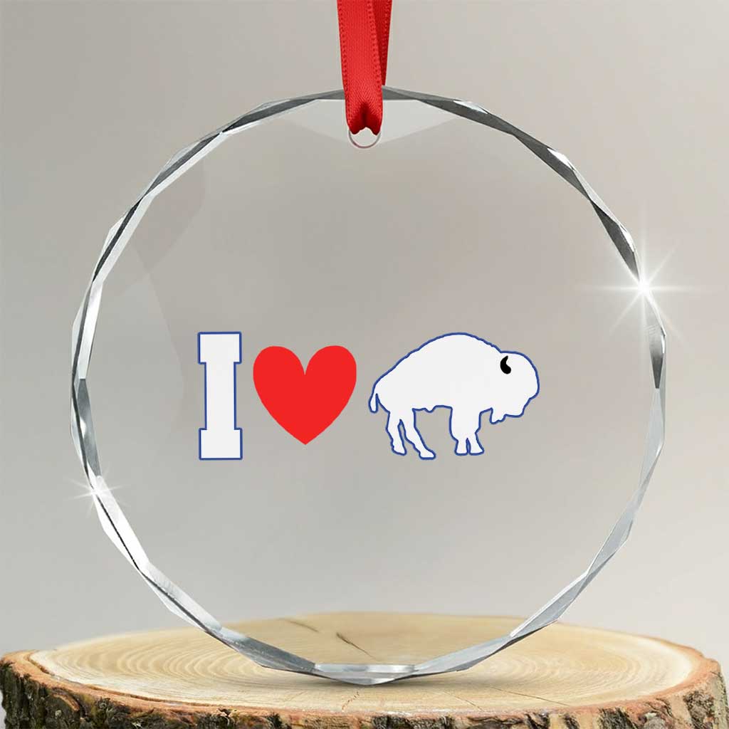 Vintage Buffalo Crystal Glass Ornament American I Love Bison TS10 Transparent Glass 3'' Circle Print Your Wear