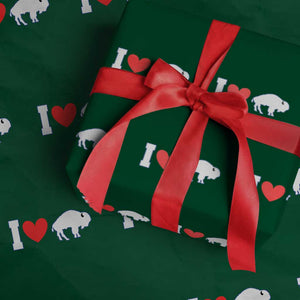 Vintage BF Wrapping Paper Roll American I Love Bison TS10 Green Print Your Wear