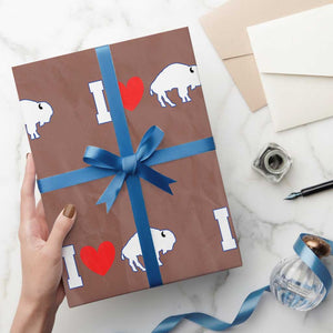 Vintage BF Wrapping Paper Roll American I Love Bison TS10 Mocha Print Your Wear