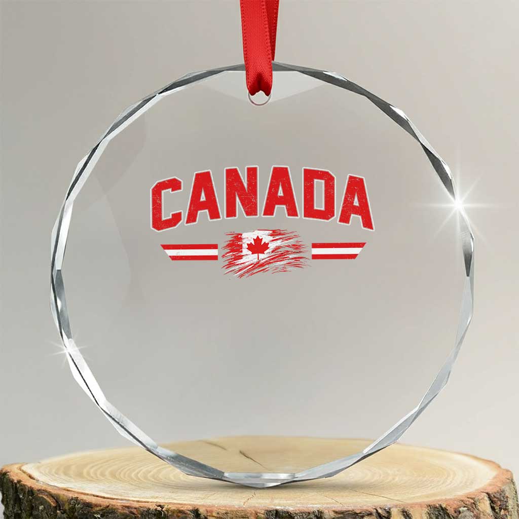 Vintage Canada Flag Crystal Glass Ornament Maple Leaf Heritage Gift TS12 Transparent Glass 3'' Circle Print Your Wear