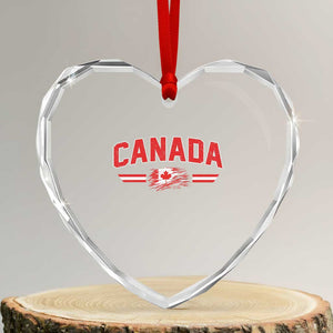 Vintage Canada Flag Heart Crystal Glass Ornament Maple Leaf Heritage Gift