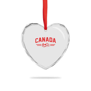 Vintage Canada Flag Heart Crystal Glass Ornament Maple Leaf Heritage Gift