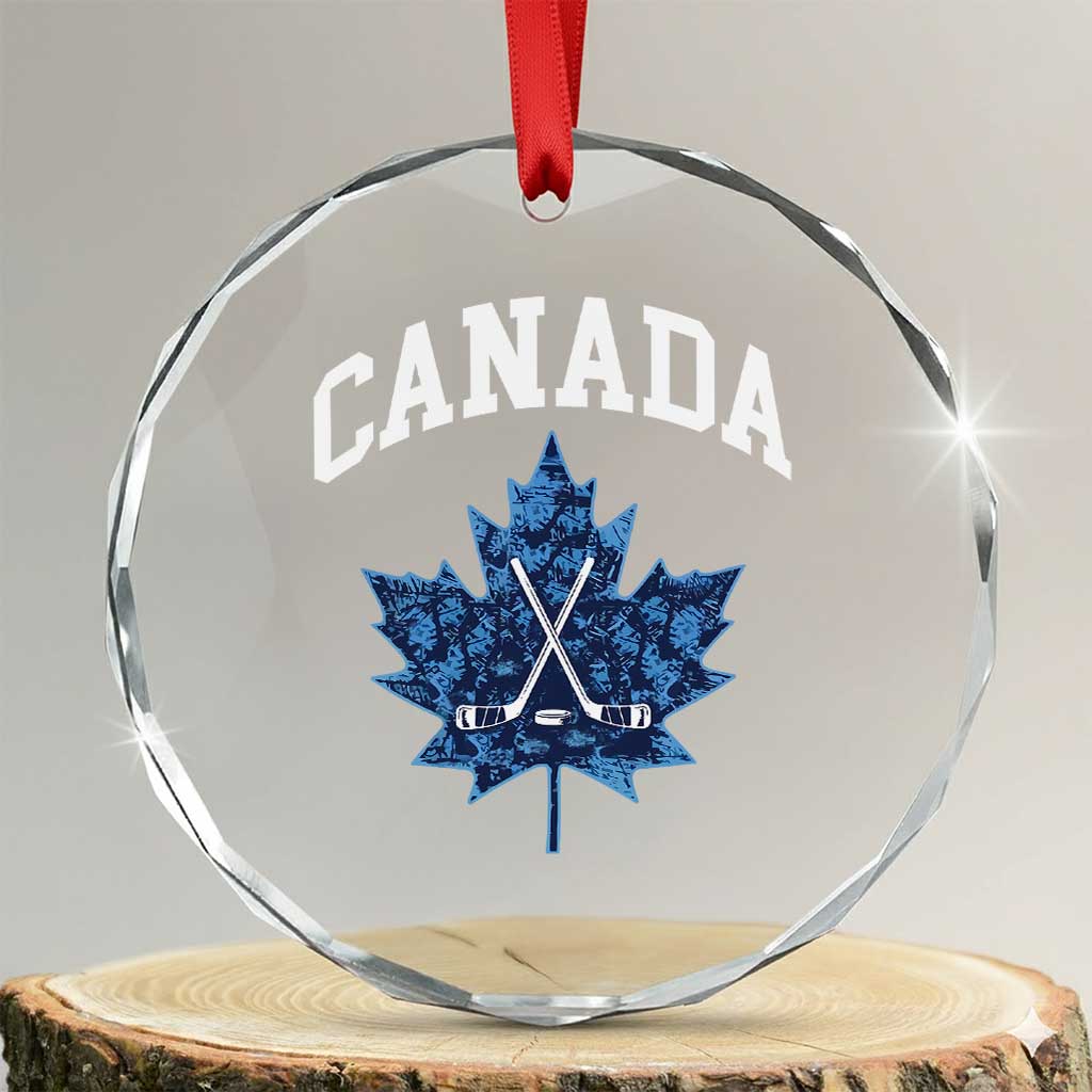 Vintage Canada Hockey Crystal Glass Ornament Maple Leafs TS10 Transparent Glass 3'' Circle Print Your Wear