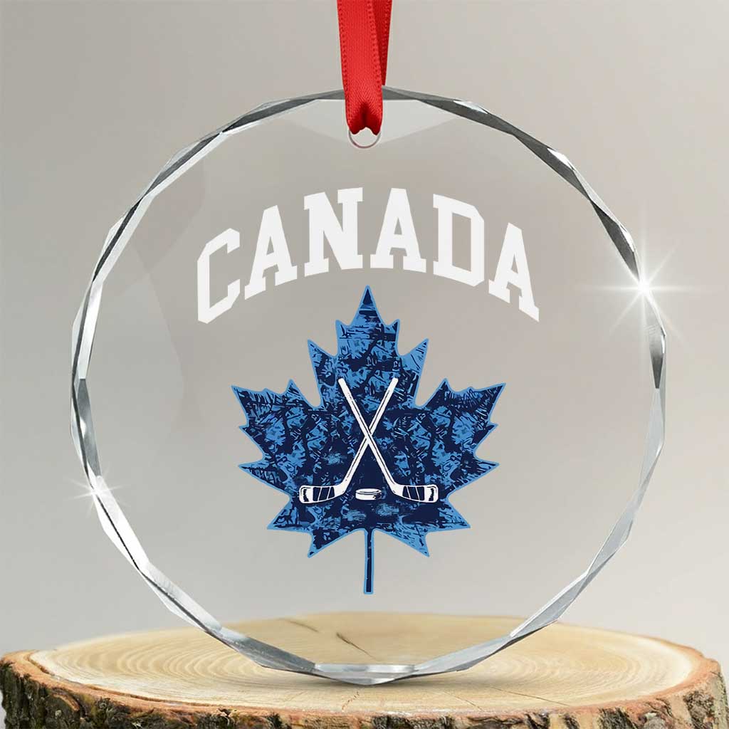 Vintage Canada Hockey Crystal Glass Ornament Maple Leafs TS10 Transparent Glass 3'' Circle Print Your Wear