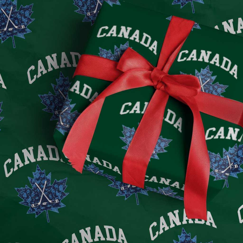 Vintage Canada Hockey Wrapping Paper Roll Maple Leafs TS10 Green Print Your Wear