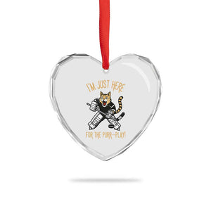 Vintage Cat Hockey Goalie Heart Crystal Glass Ornament Funny Im Just Here For The Purr Play Gift TS12 Print Your Wear