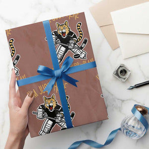 Vintage Cat Hockey Goalie Wrapping Paper Roll Funny Im Just Here For The Purr Play Gift TS12 Mocha Print Your Wear