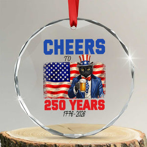 Vintage Cat Uncle Sam Crystal Glass Ornament Cheers To 250 Years TS12 Transparent Glass 3'' Circle Print Your Wear