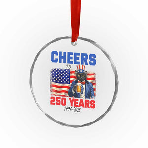 Vintage Cat Uncle Sam Crystal Glass Ornament Cheers To 250 Years TS12 Print Your Wear