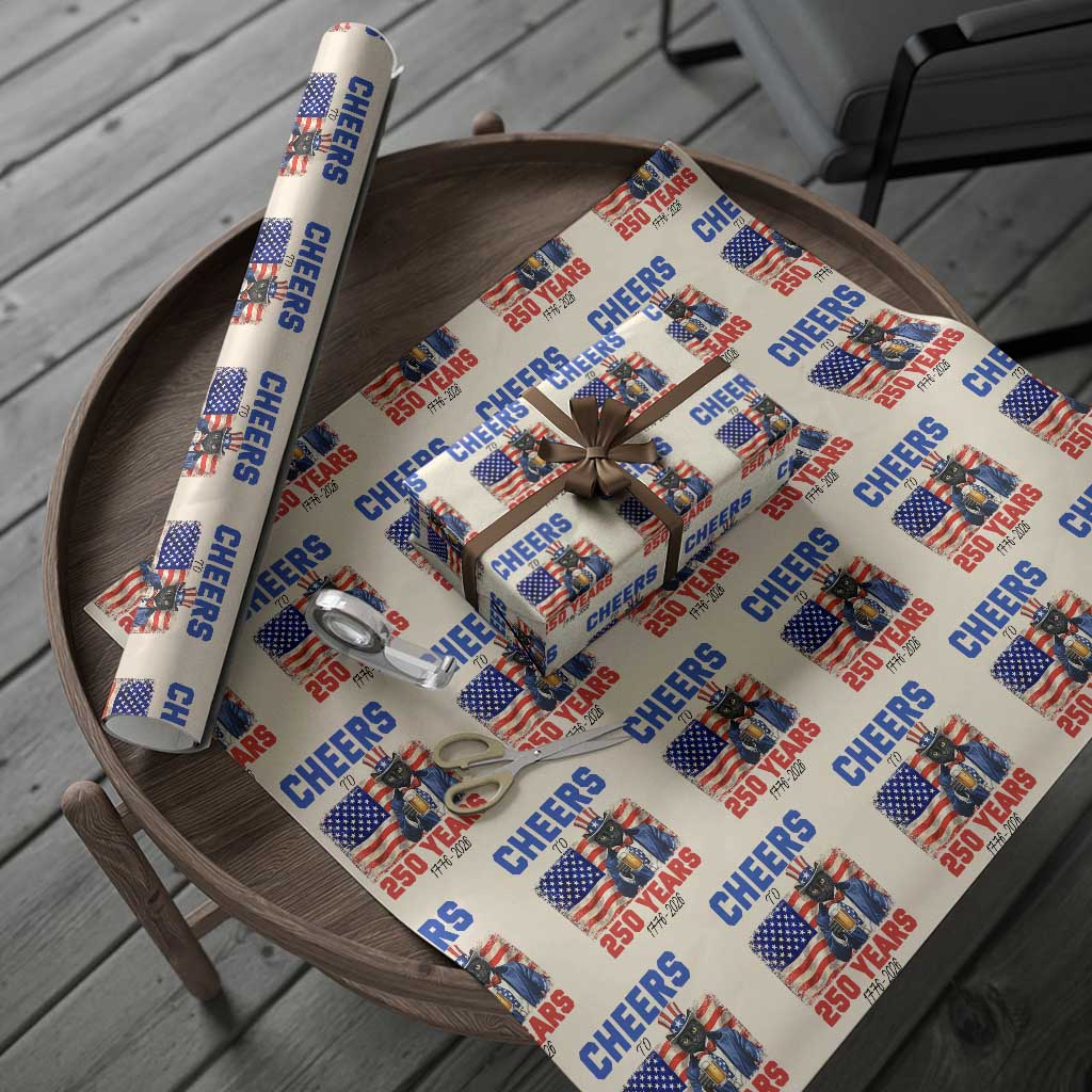 Vintage Cat Uncle Sam Wrapping Paper Roll Cheers To 250 Years TS12 Beige Print Your Wear