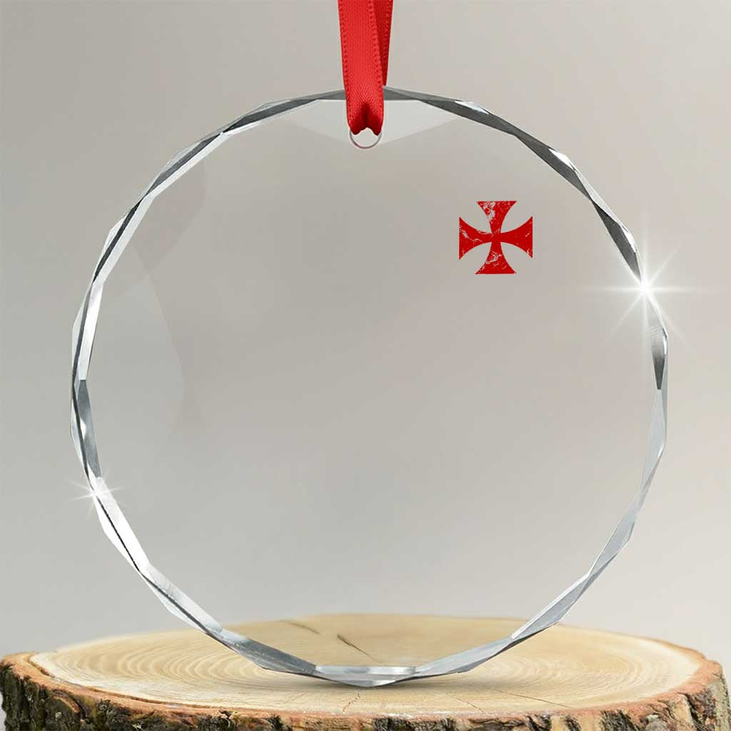 Vintage Catholic Knight Templar Crusader Cross Crystal Glass Ornament